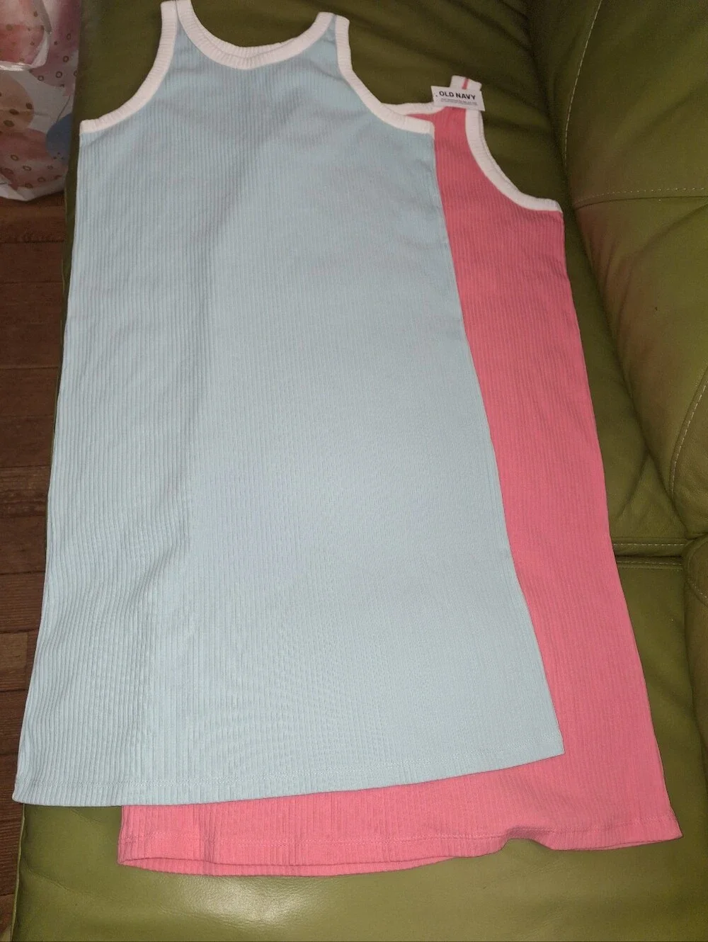 Old Navy Tank Dress Ribbed Set Of 2 Pink & Light Blue XL 14/16 NEW